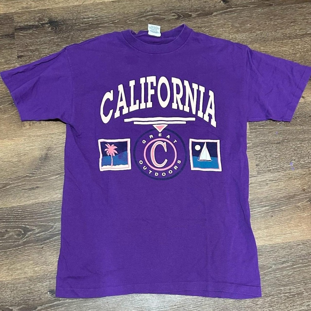 Vintage 90s California Great Outdoors Purple Graphic Tee Signal Mega-Tee Mens L